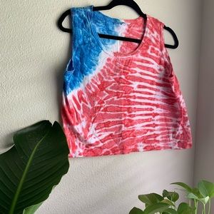 Red, White and Blue Tye Dye Crop Top